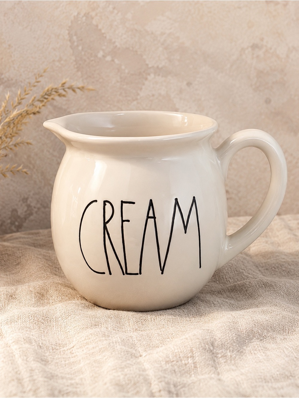 Rae Dunn CREAM‎ Creamer M Stamped 2015- 2016  Farmhouse